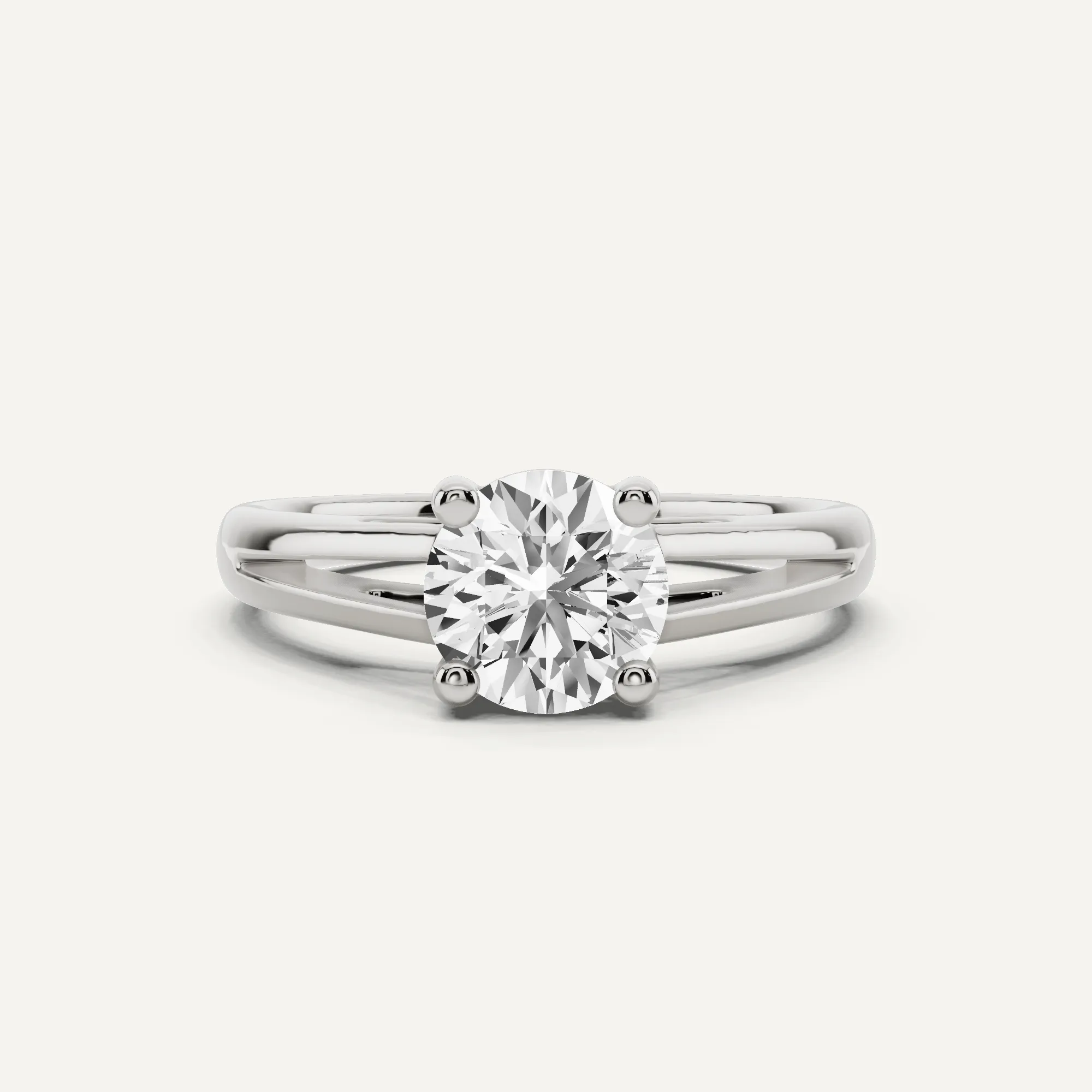 1 ctw Round Diamond Double Band Solitaire Engagement Ring