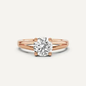 1 ctw Round Diamond Double Band Solitaire Engagement Ring