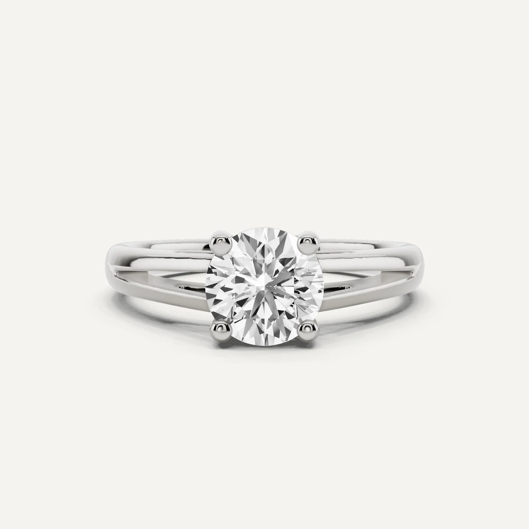 1 ctw Round Diamond Double Band Solitaire Engagement Ring