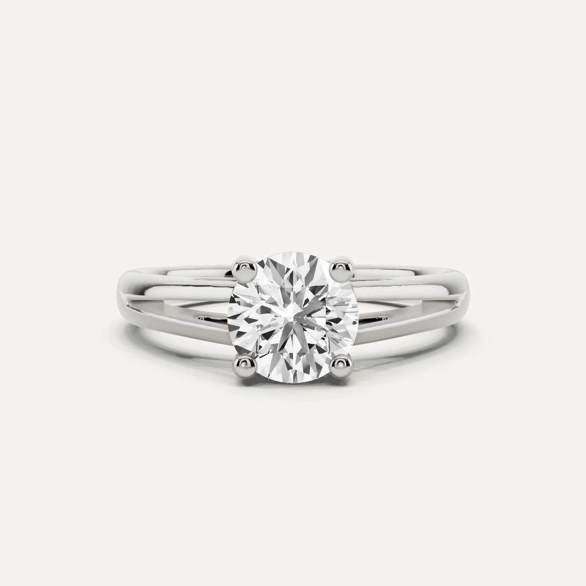 1 ctw Round Diamond Double Band Solitaire Engagement Ring