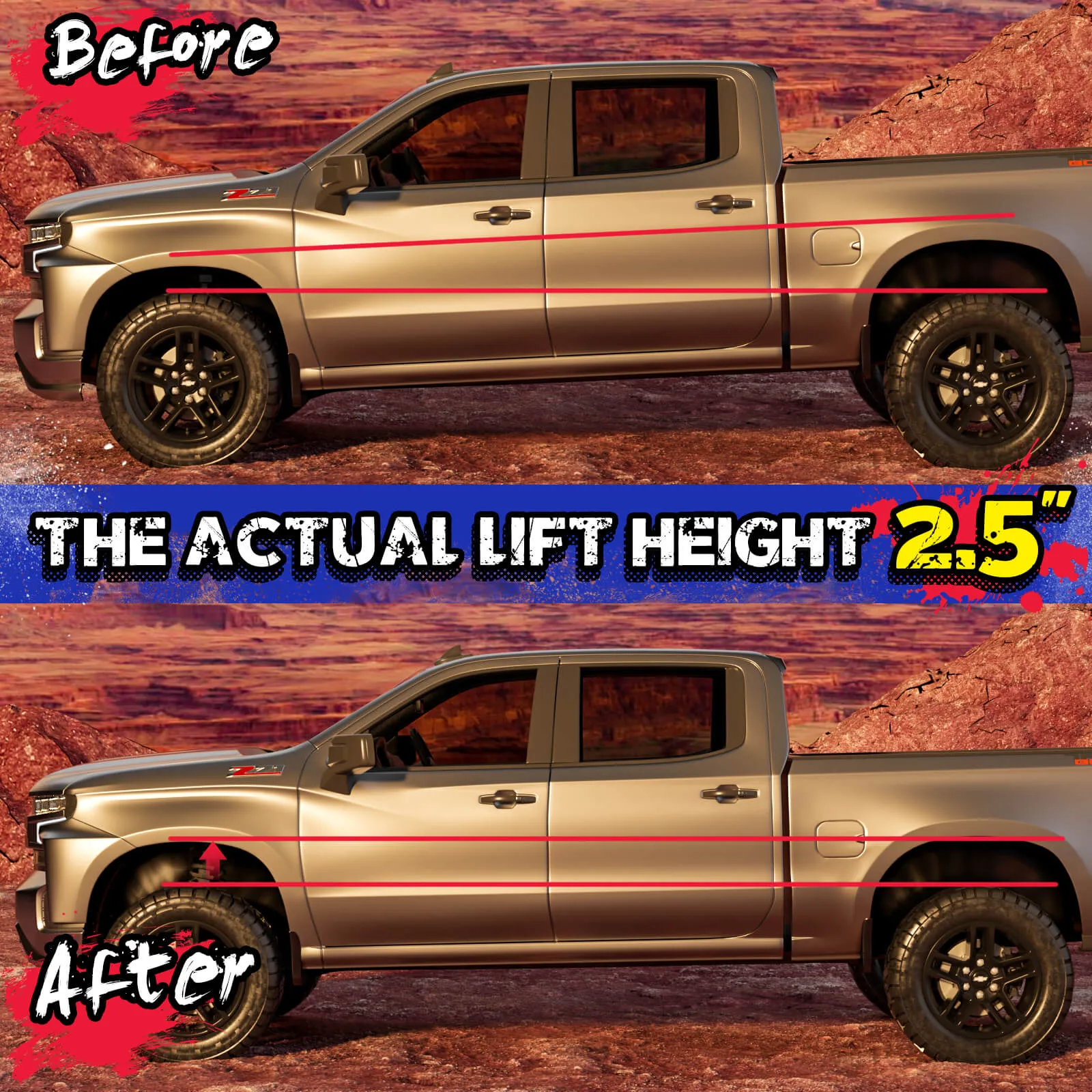 2.5" Front Leveling Lift Kit For 2007-2020 Chevy GMC