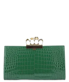 Alexander McQueen Knuckle Duster Croc Effect Clutch Bag