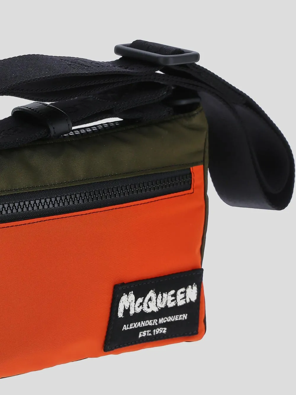 Alexander McQueen Logo Patch Zip-Up Shoulder Bag