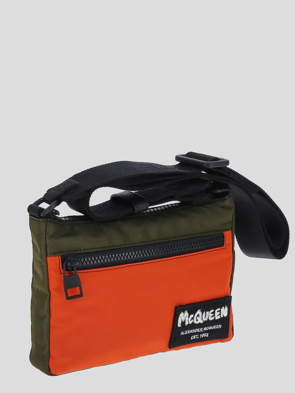 Alexander McQueen Logo Patch Zip-Up Shoulder Bag