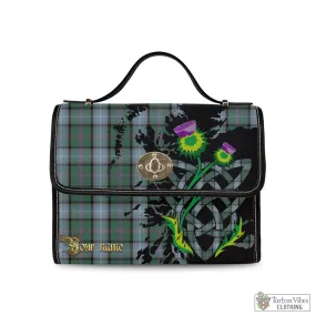 Alexander of Menstry Hunting Tartan Waterproof Canvas Bag with Scotland Map and Thistle Celtic Accents