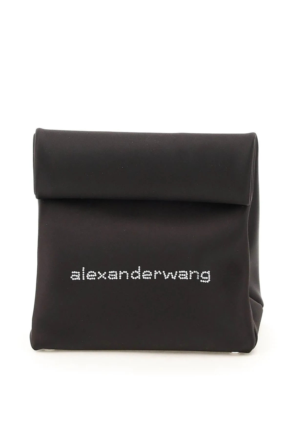Alexander Wang Crystal-Embellished Logo Lunch Clutch Bag