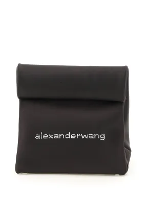 Alexander Wang Crystal-Embellished Logo Lunch Clutch Bag