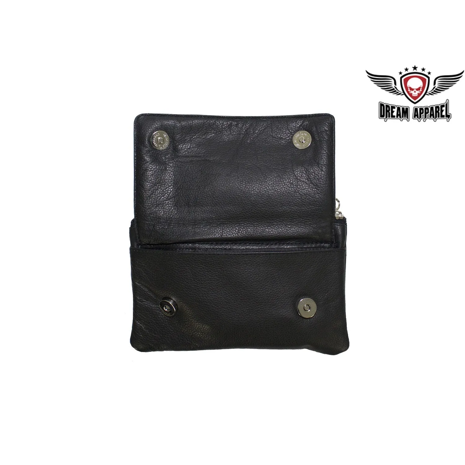 All Naked Cowhide Leather Belt Bag with Gray/Purple Heart and Studs