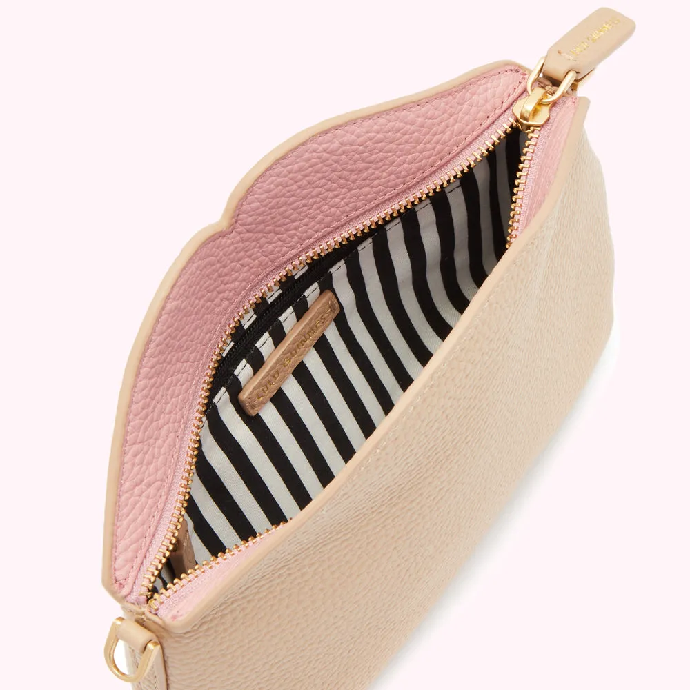 ALMOND LEATHER CLEO CROSSBODY BAG