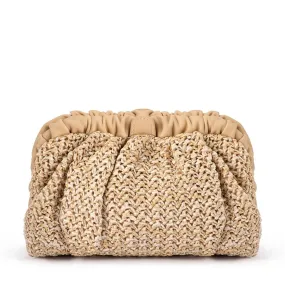 Amalia Petite Gathered Clutch in Natural