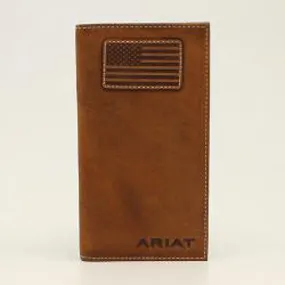 Ariat Medium Brown Rodeo Wallet with USA Flag Patch