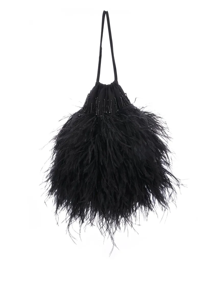 Attico Embellished Feather Pouch Bag