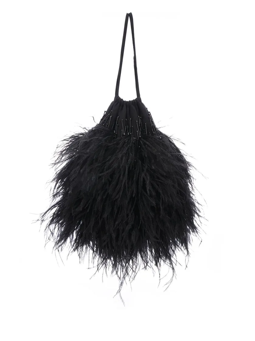 Attico Embellished Feather Pouch Bag
