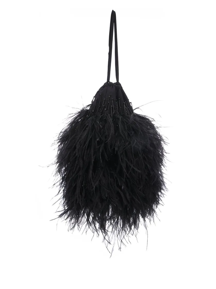 Attico Embellished Feather Pouch Bag