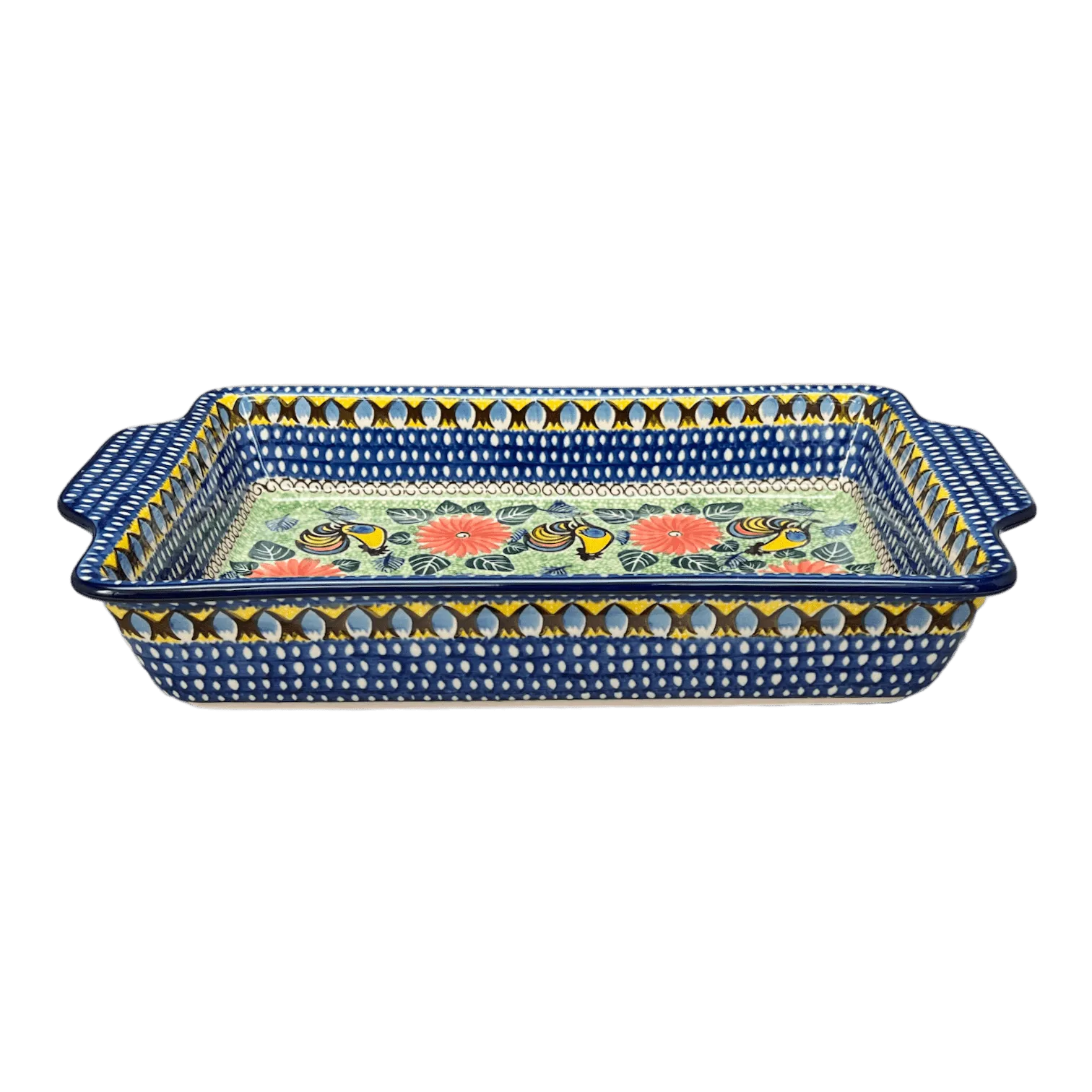 Baker, Rectangular, Handles, 15.5" x 9" in "Regal Roosters" by Ceramika Artystyczna | AA56-U2617