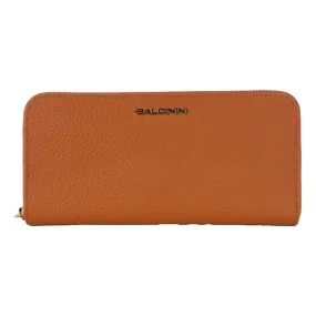 Baldinini Trend Elegant Orange Leather Wallet with Zipper