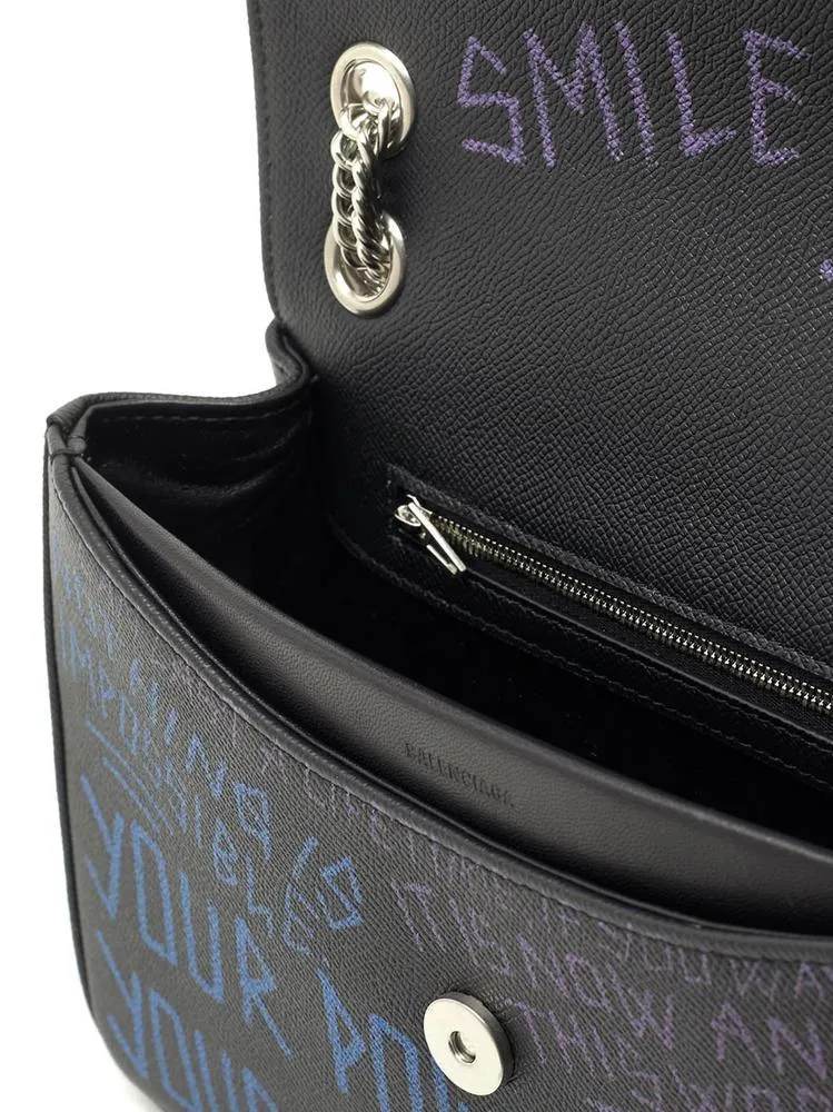 Balenciaga BB Chain Graffiti Shoulder Bag
