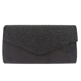 BEAU Satin Envelope Clutch With Diamante Embellishment