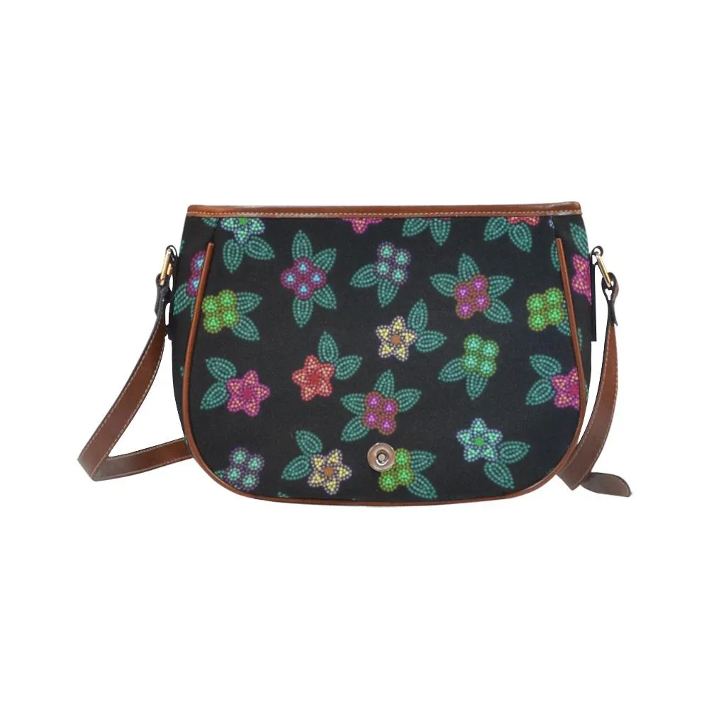 Berry Flowers Black Saddle Bag/Large