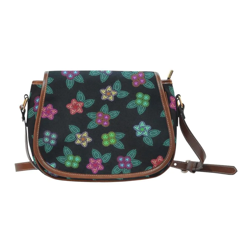 Berry Flowers Black Saddle Bag/Large