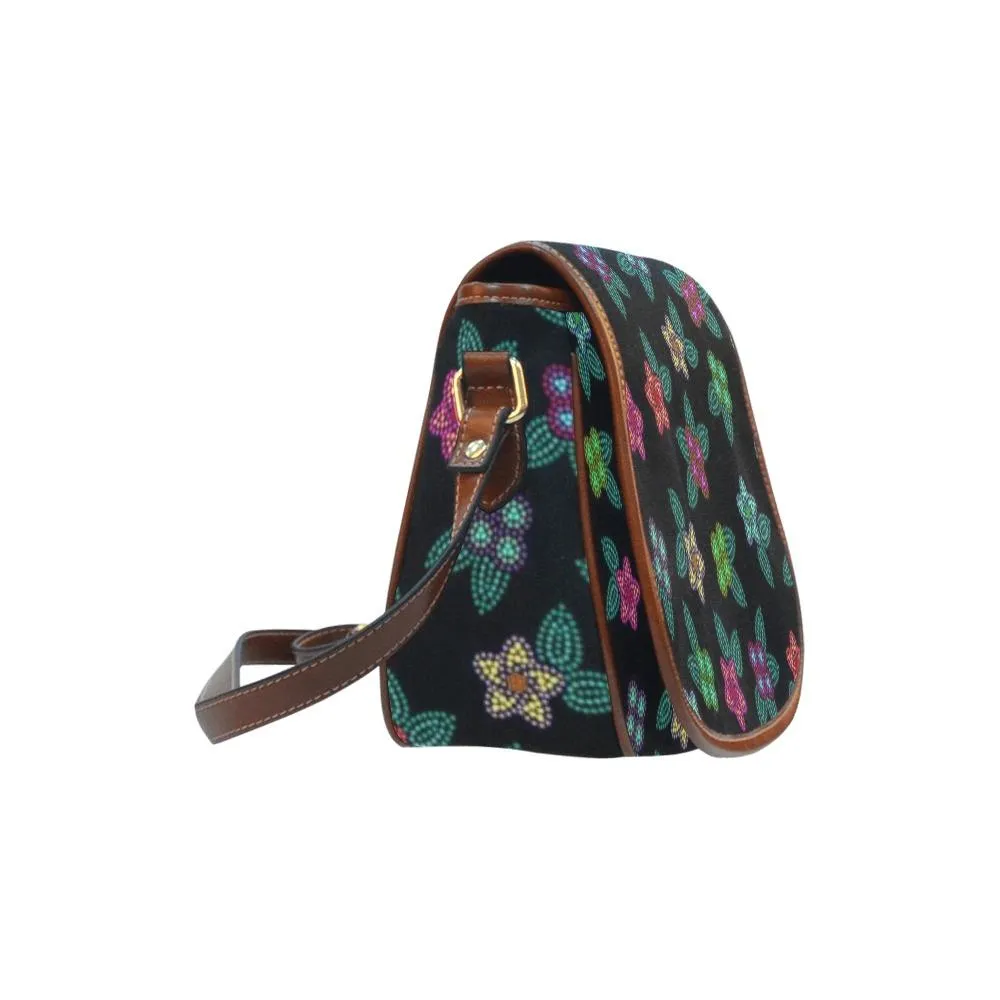 Berry Flowers Black Saddle Bag/Large