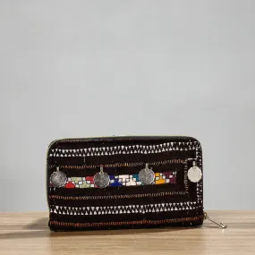 Black - Banjara Vintage Embroidery Coin Work Wallet
