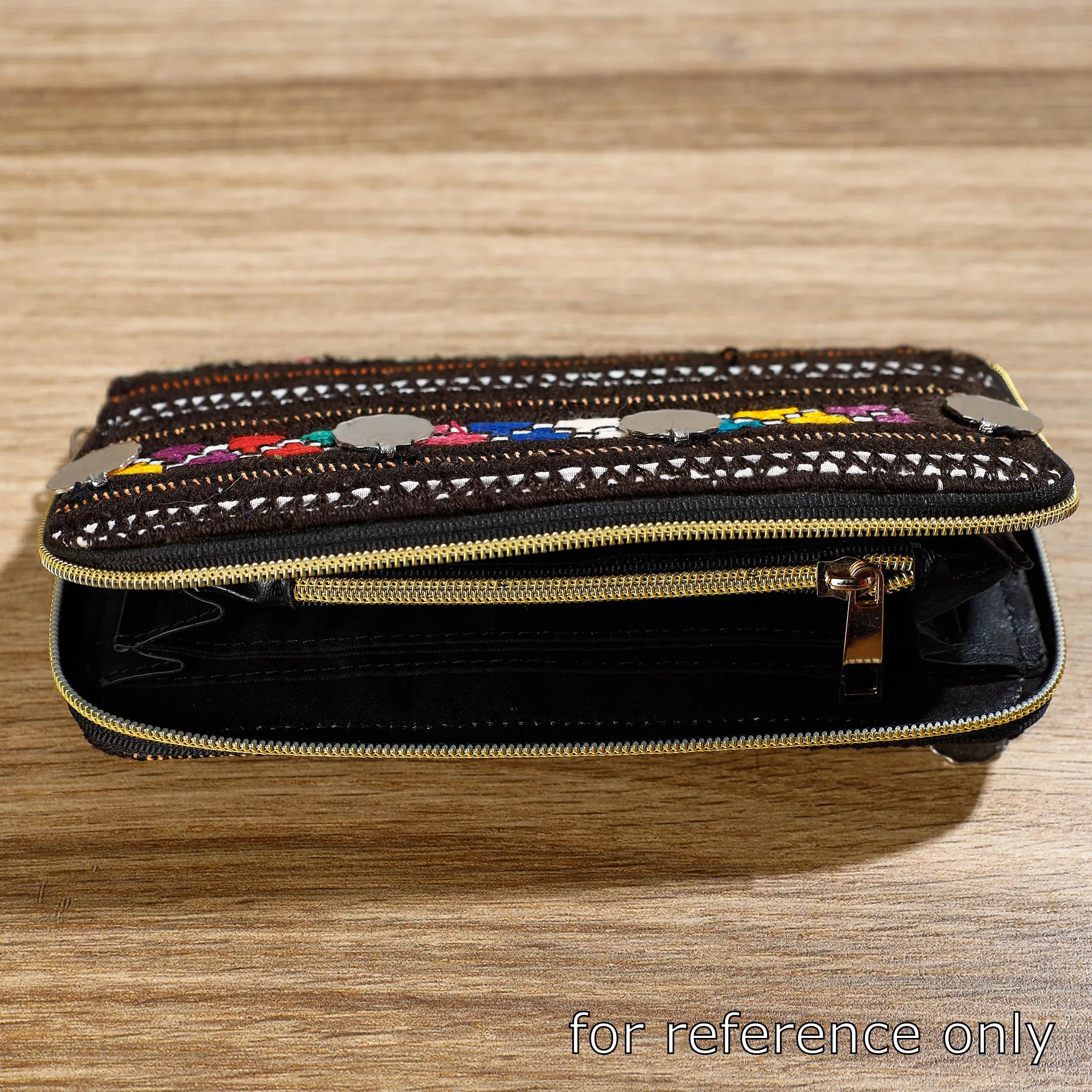 Black - Banjara Vintage Embroidery Coin Work Wallet