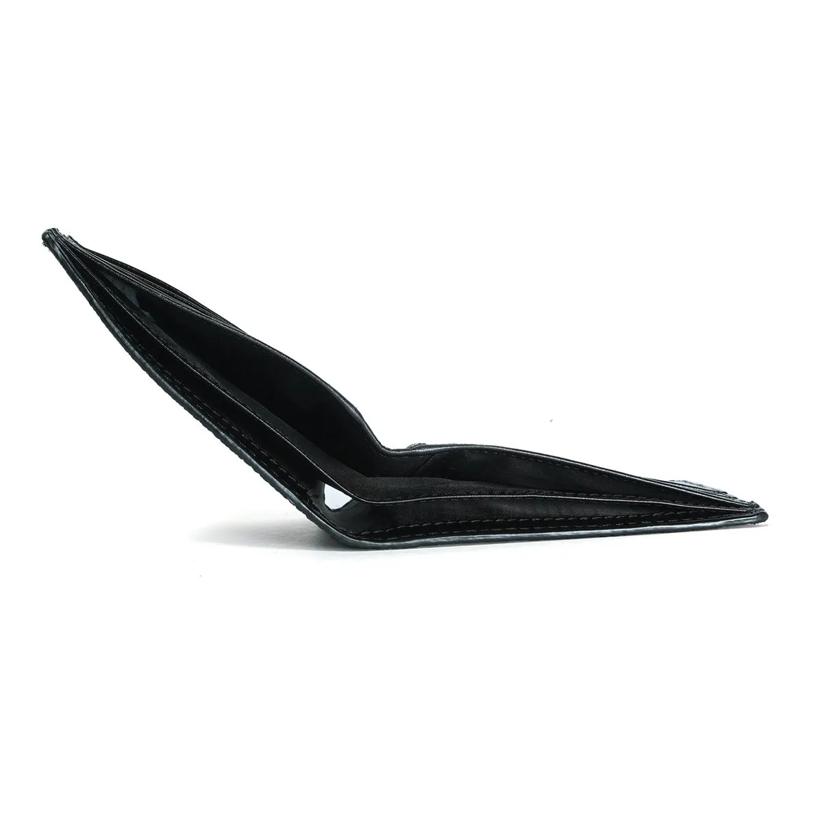 Black Caviar Finish Stingray Leather Bi-Fold Wallet