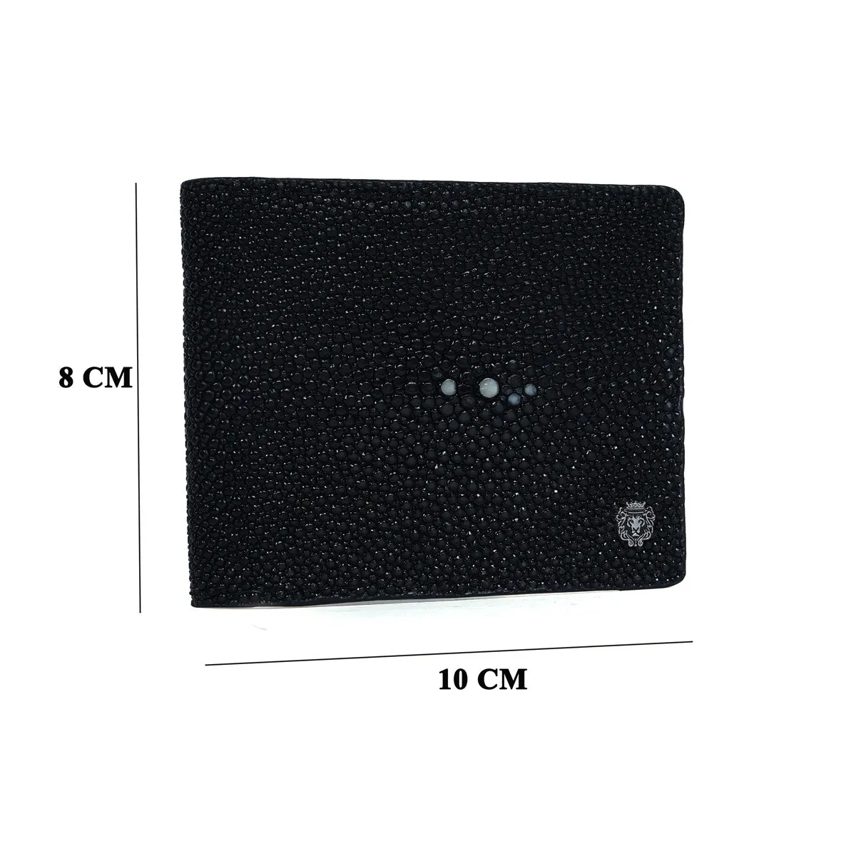 Black Caviar Finish Stingray Leather Bi-Fold Wallet