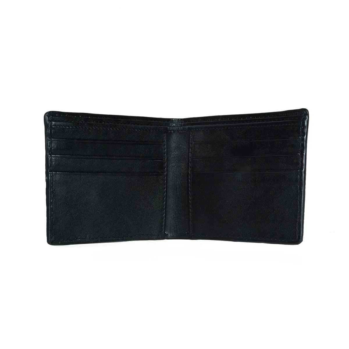 Black Caviar Finish Stingray Leather Bi-Fold Wallet