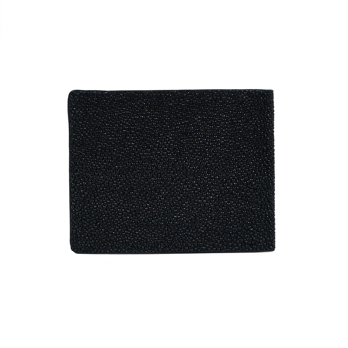 Black Caviar Finish Stingray Leather Bi-Fold Wallet