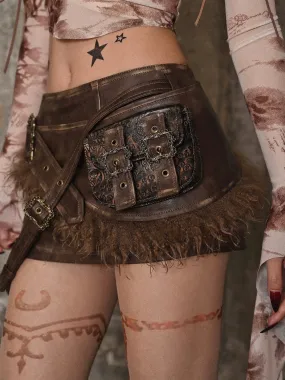 [Blood Supply] Vintage Punk Leather Mini Skirt