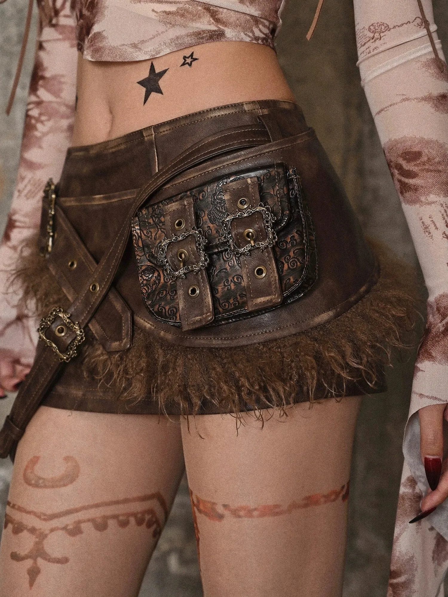 [Blood Supply] Vintage Punk Leather Mini Skirt