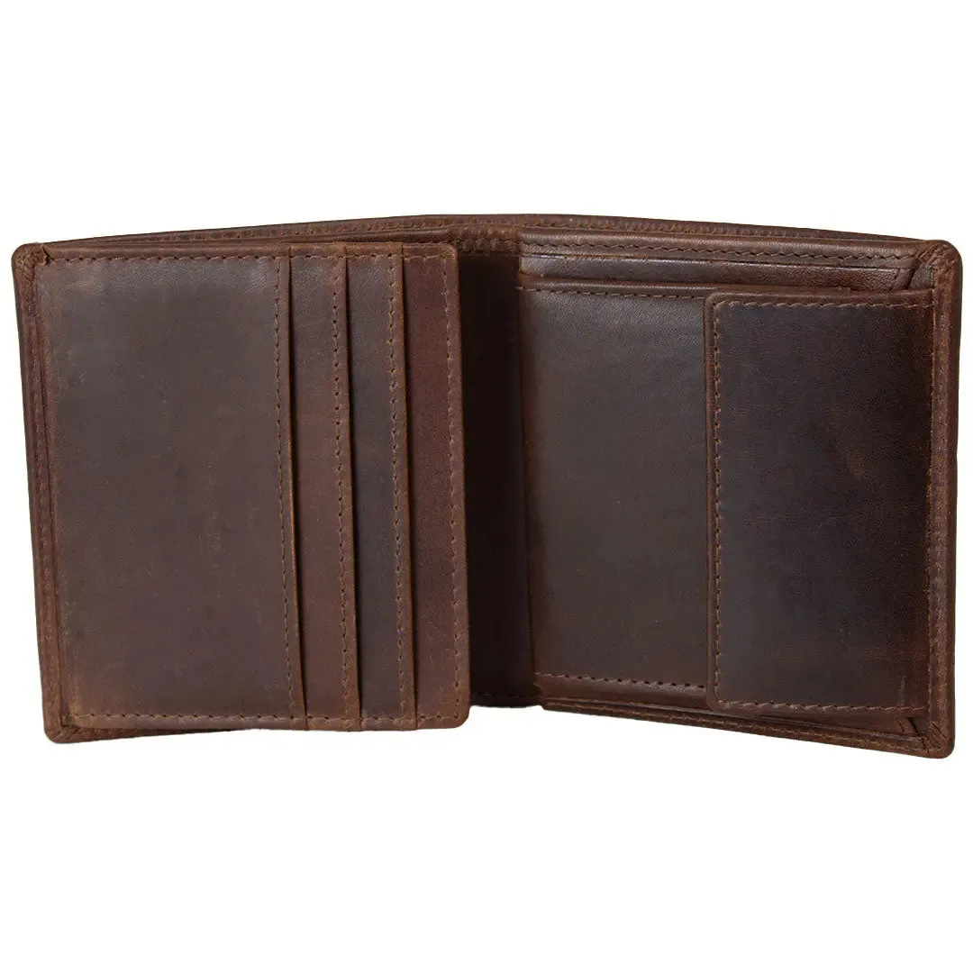 BOL Men's Vintage Leather Tri-fold with Change Pocket Wallet