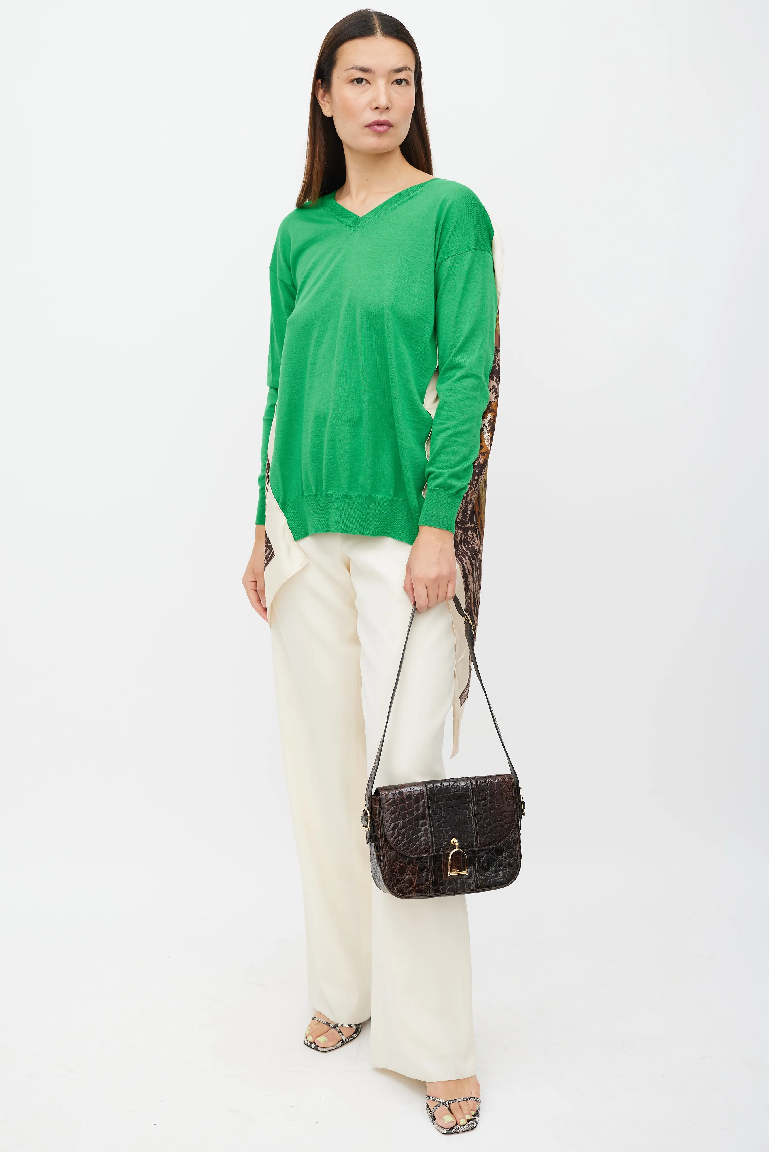 Brown & Gold Leather Embossed Bag