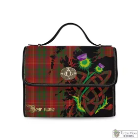 Burns Tartan Waterproof Canvas Bag with Scotland Map and Thistle Celtic Accents