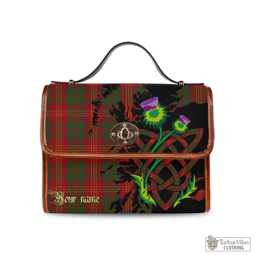Burns Tartan Waterproof Canvas Bag with Scotland Map and Thistle Celtic Accents