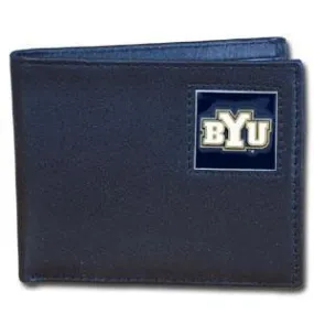 BYU Cougars Leather Bi-fold Wallet Packaged in Gift Box