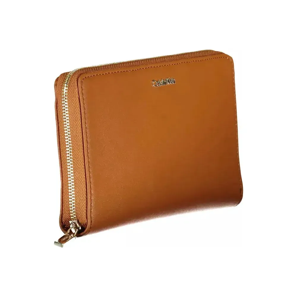 Calvin Klein Elegant Brown Polyethylene Wallet with RFID Lock