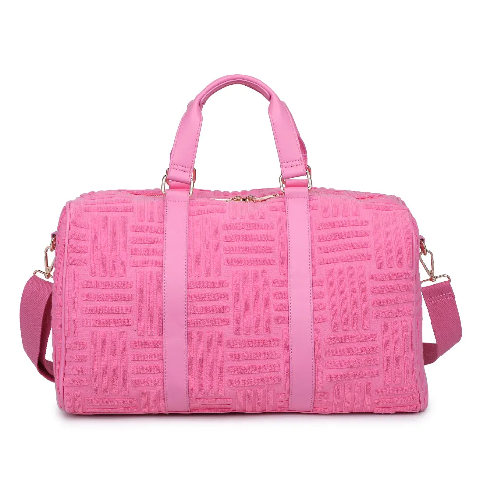 Candy Pink Terry Towel Embossed Weekender Bag