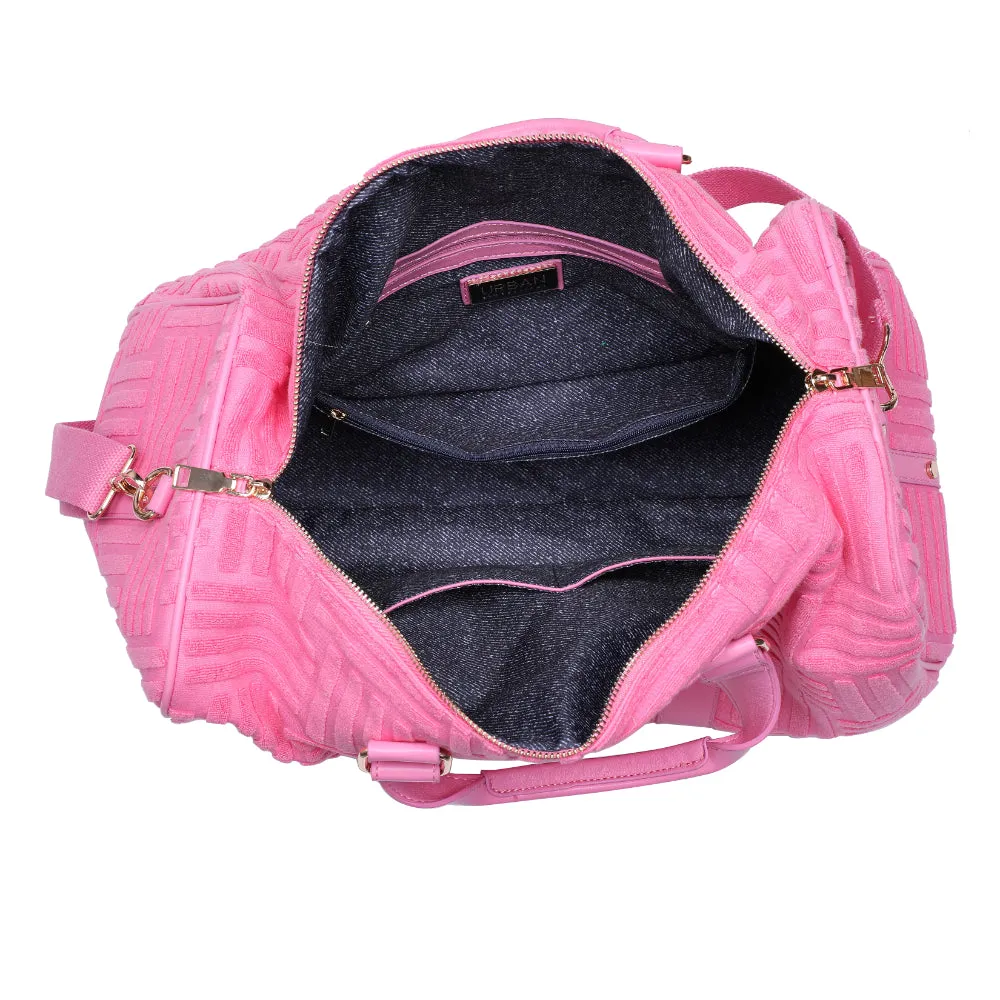 Candy Pink Terry Towel Embossed Weekender Bag