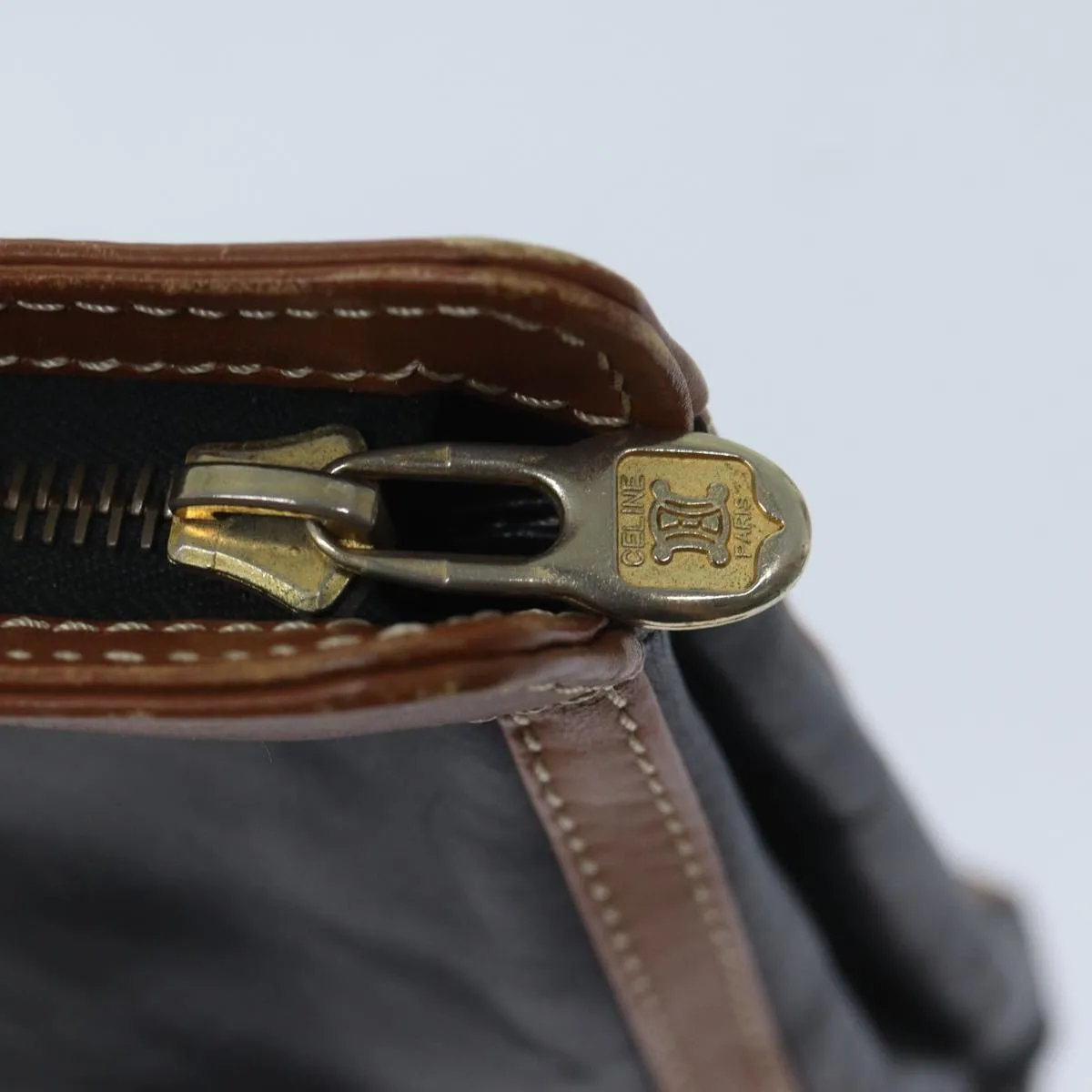 CELINE Clutch Bag Leather Black Auth yk11513