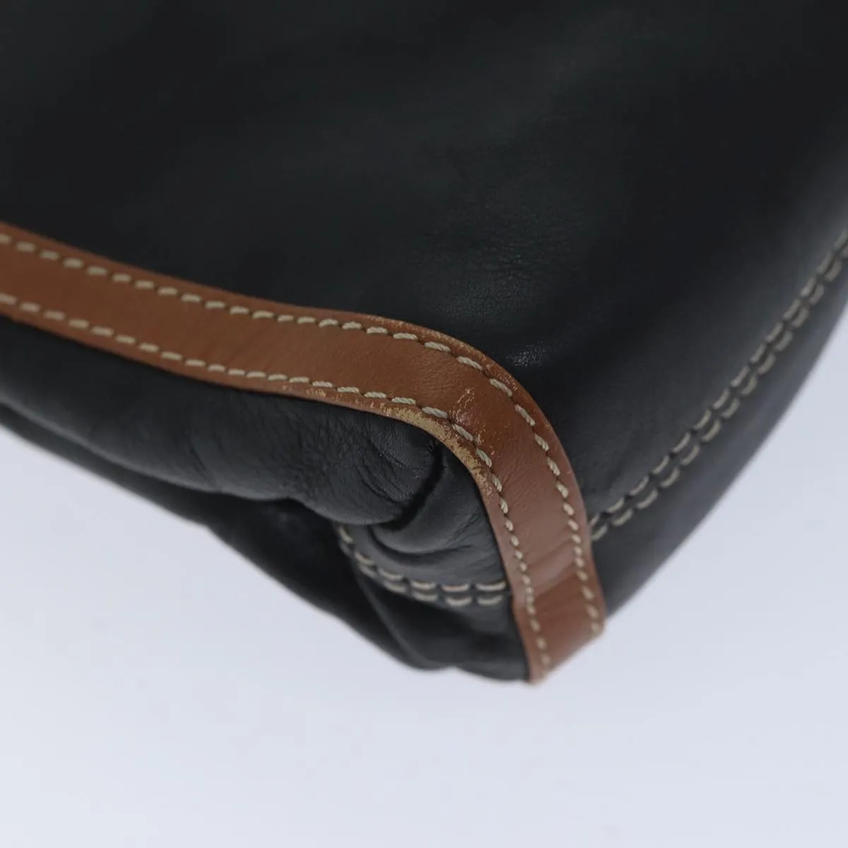 CELINE Clutch Bag Leather Black Auth yk11513