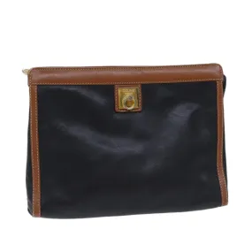CELINE Clutch Bag Leather Black Auth yk11513