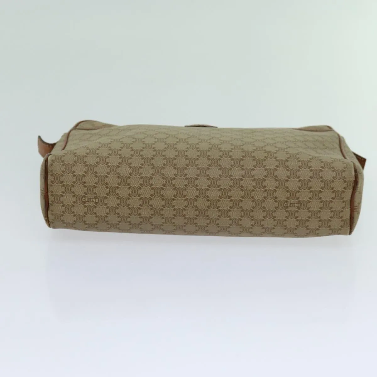 CELINE Macadam Canvas Clutch Bag Beige Auth yk11631