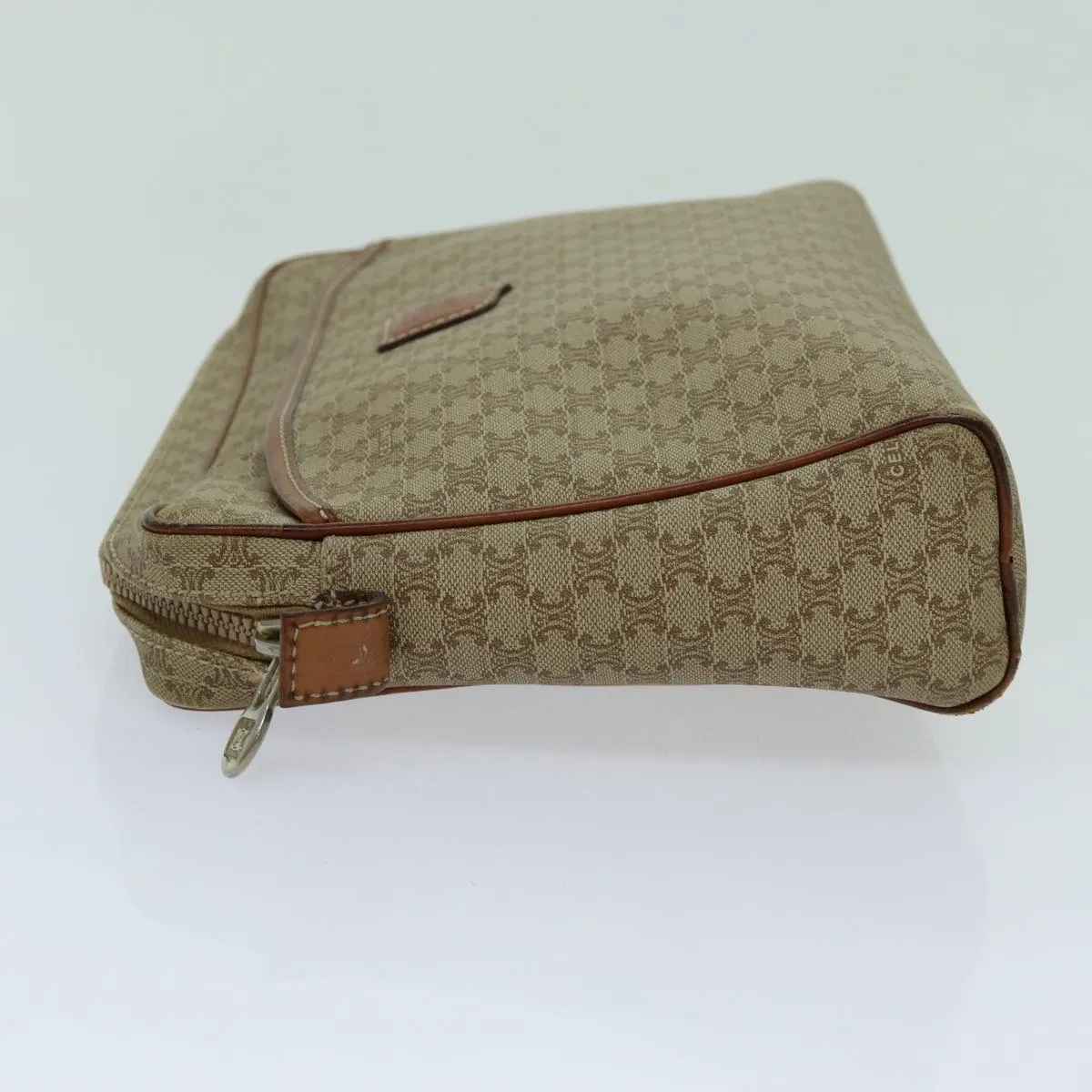 CELINE Macadam Canvas Clutch Bag Beige Auth yk11631