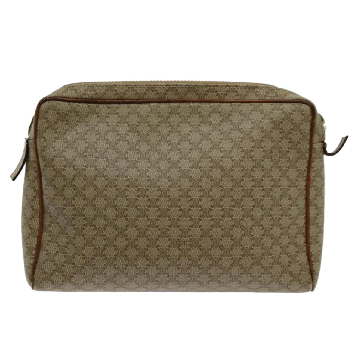 CELINE Macadam Canvas Clutch Bag Beige Auth yk11631