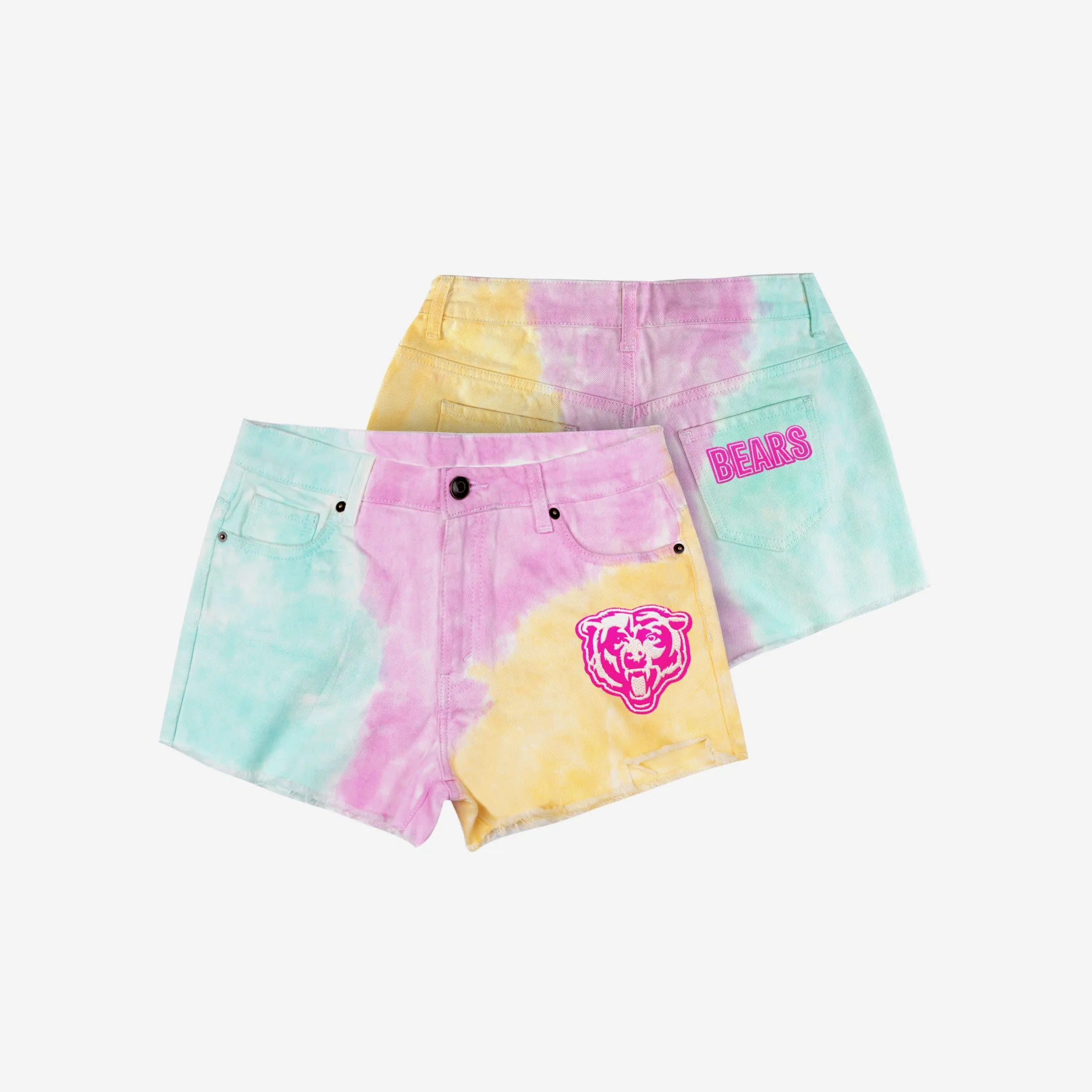 Chicago Bears Womens Tie-Dye Rush Denim Shorts