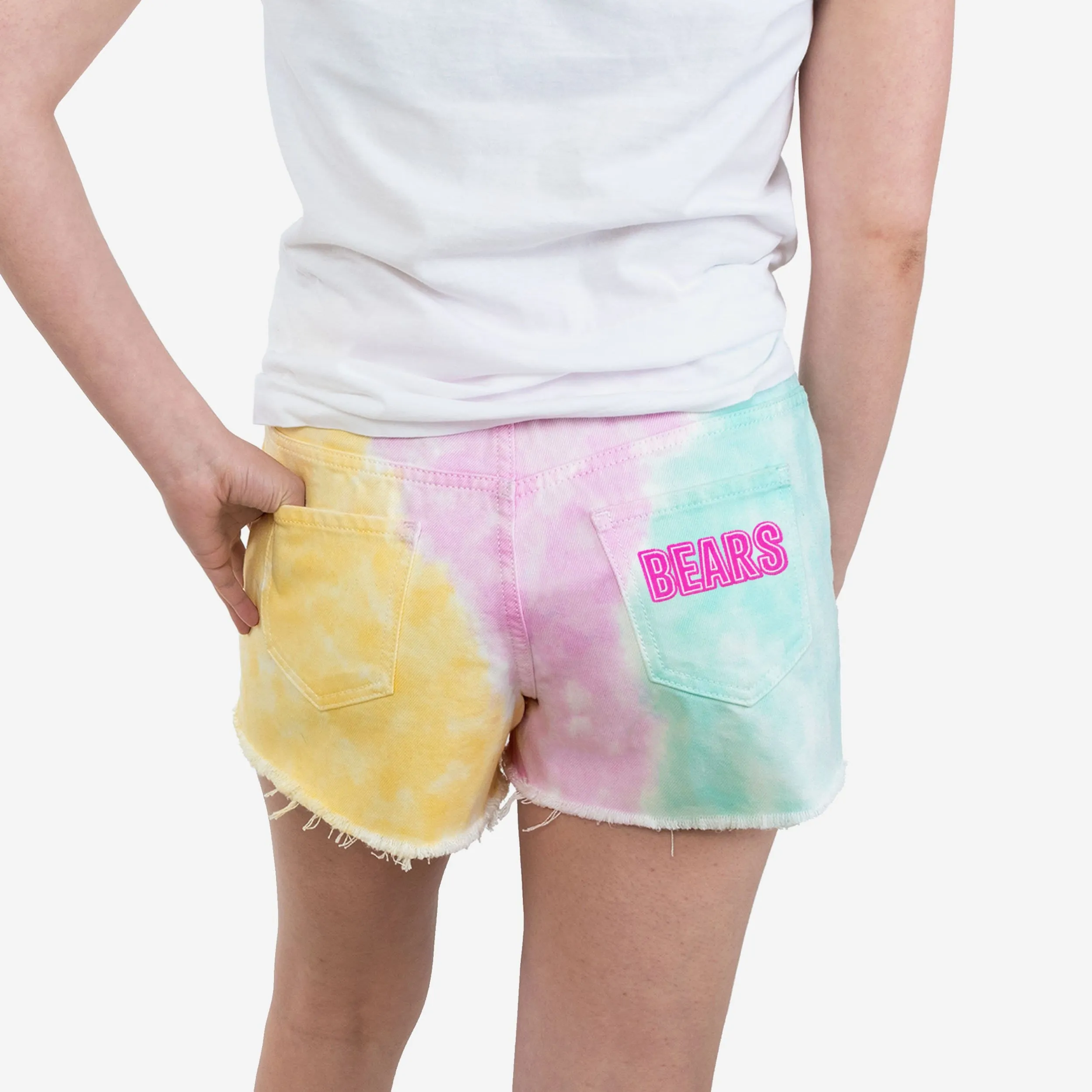 Chicago Bears Womens Tie-Dye Rush Denim Shorts