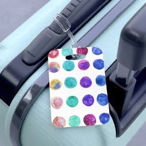 Colorful Dots Travel Luggage Tag, Polka Dots Designer Travel Luggage Suitcase Bag Tag - Made in USA